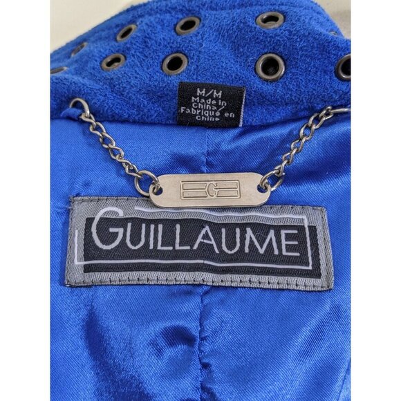 Guillaume Womens M Faux Suede Short Jacket Lightweight Royal Blue Western Boho - Picture 7 of 8
